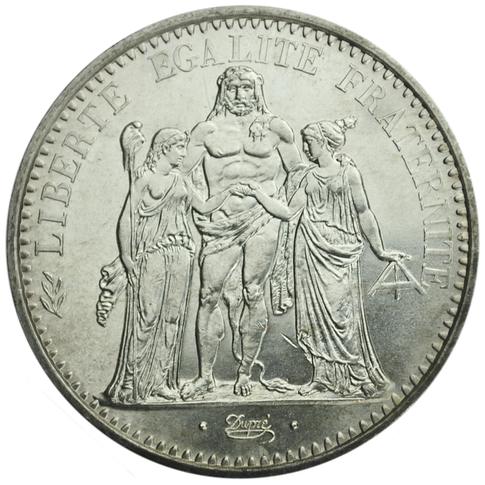 Lot de 13 pièces Hercule 9 de 50 francs 2 de 10 francs et 2 de 5 francs. 