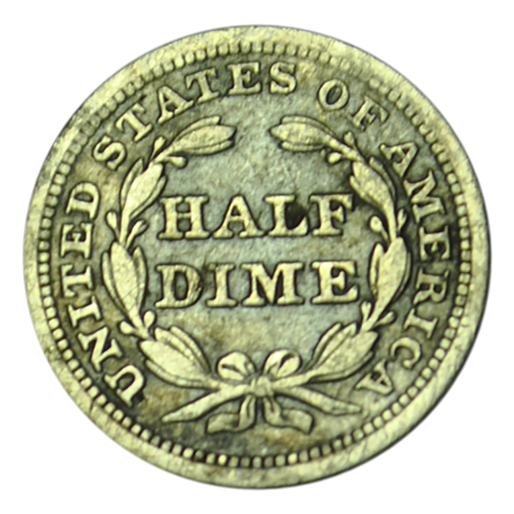 1/2 Dime Liberté assise variété avec date encadrée par des flèches 1853 Philadelphie