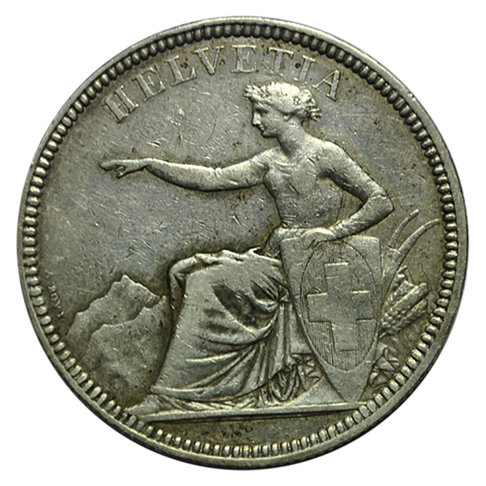 5 Francs Helvetia assise 1874 Bruxelles