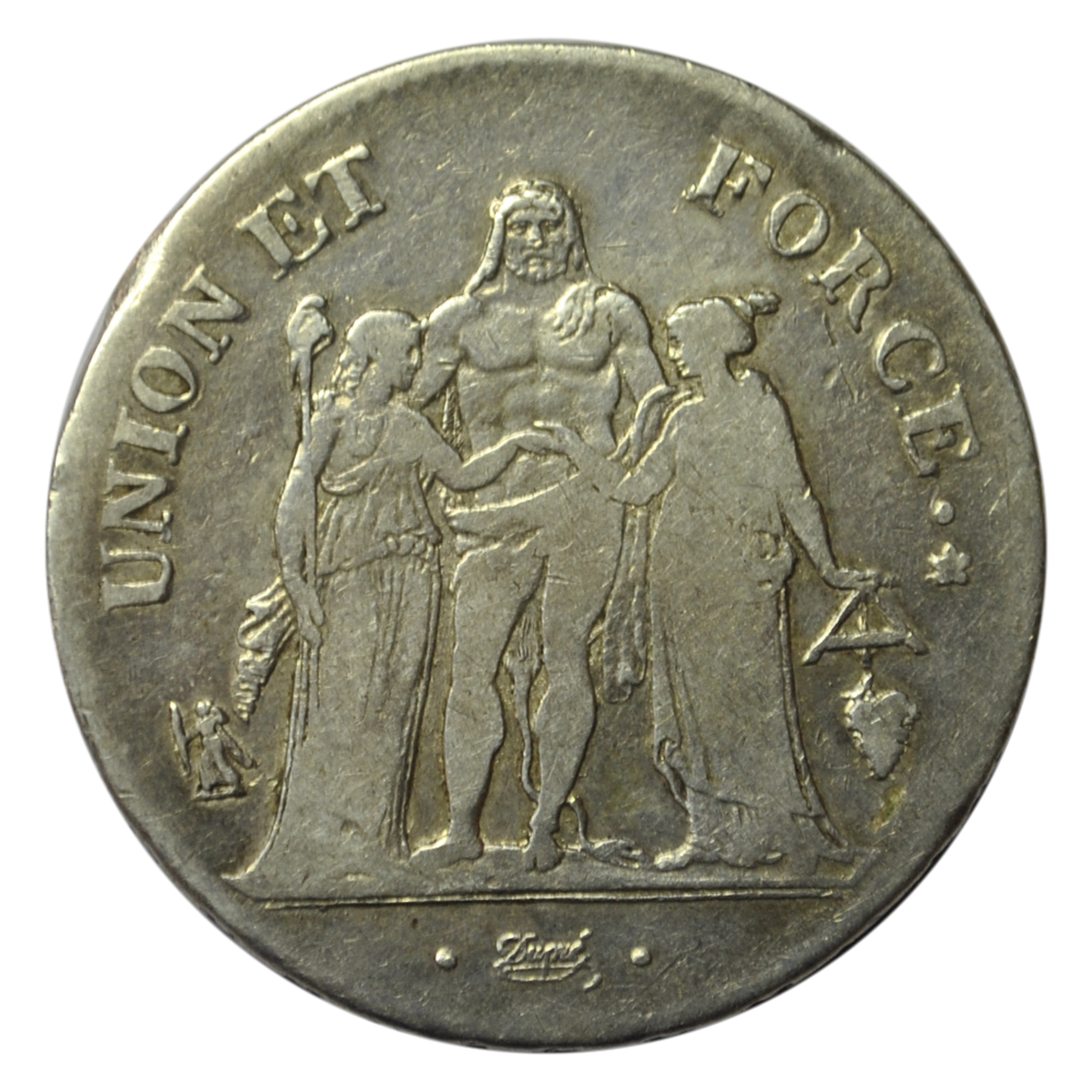 Union et Force  5 francs 1801 Q