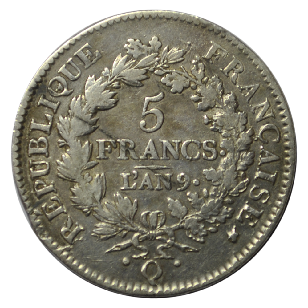 Union et Force  5 francs 1801 Q