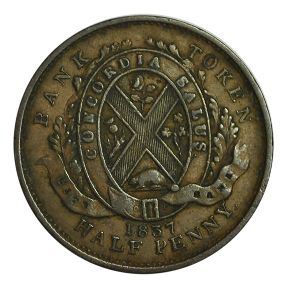 Token Half-Penny bas Canada 1837