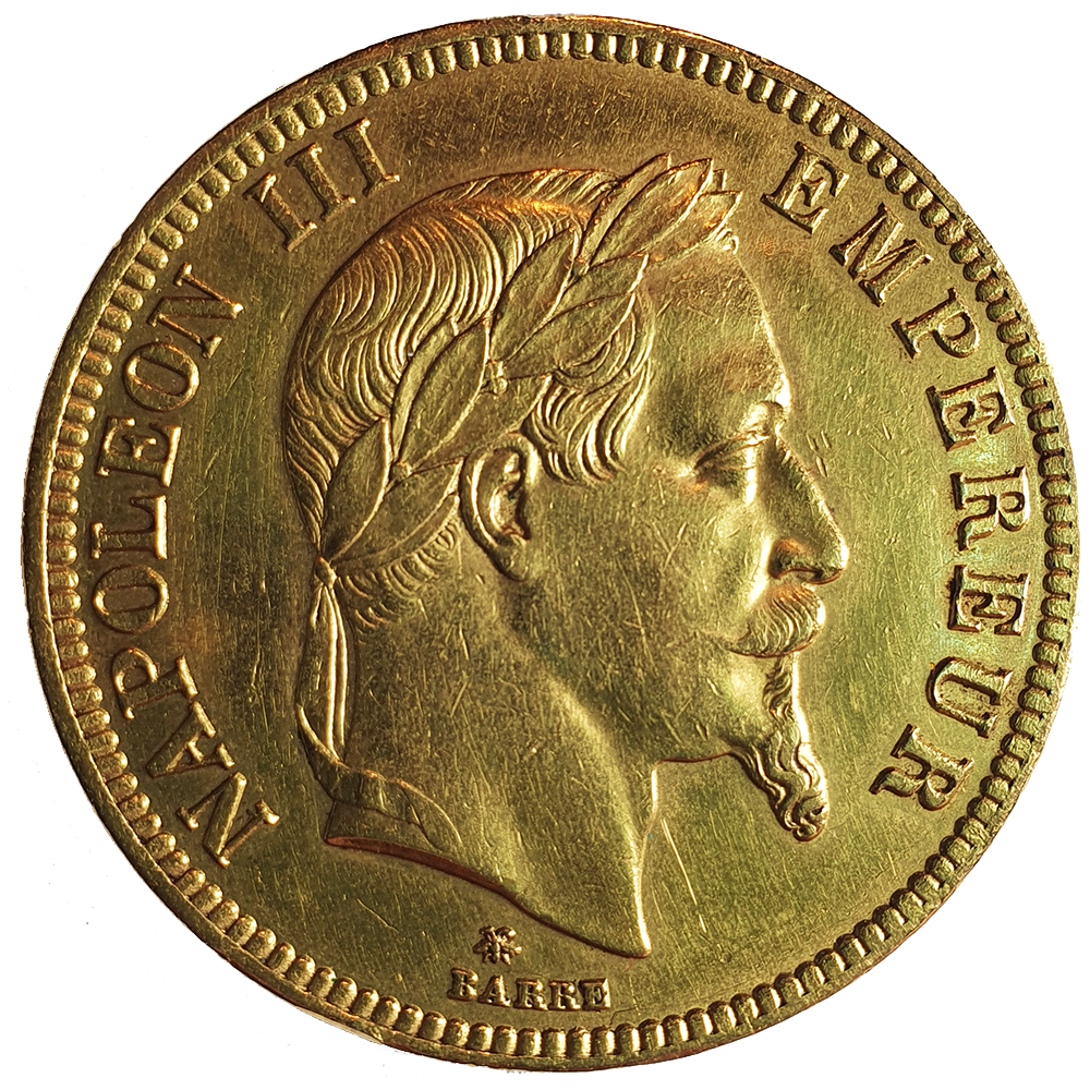 100 Francs Napoléon III, Tête Laurée 1865 Paris