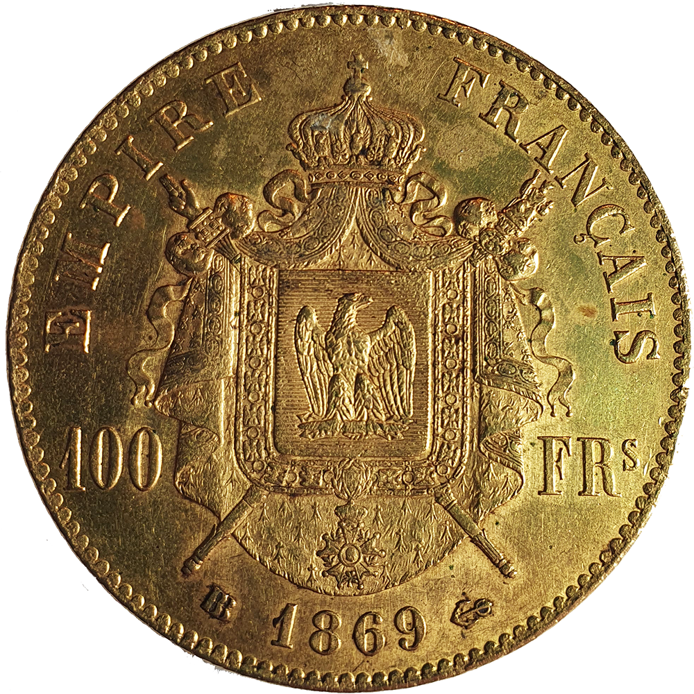 100 Francs Napoléon III, Tête Laurée 1869 Strasbourg