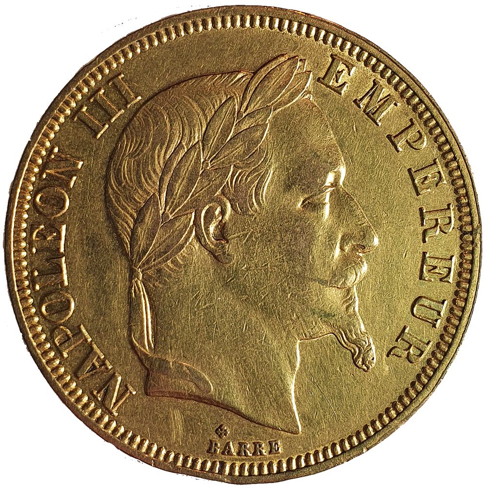 50 Francs Napoléon III, Tête laurée 1863 BB